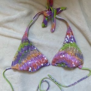 Tie Dye Sequin Victoria’s Secret M Bikini Top